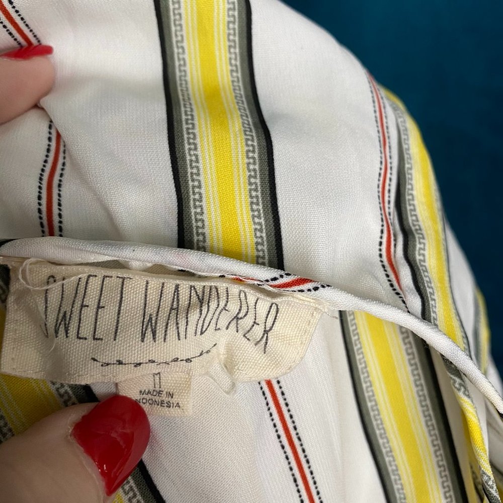 Sweet Wanderer Striped Cold Shoulder Top Blouse - Picture 8 of 8